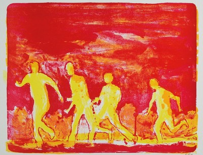 Daniel Richter, geb. 1962, Lithografie, monogram., Blattgr. 42x29,5 cm