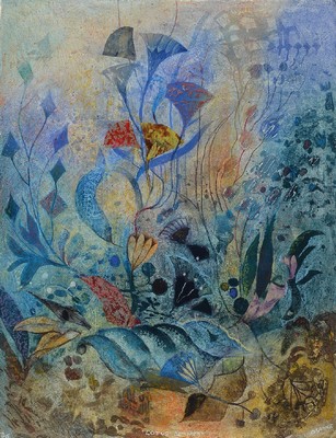 Osanne, geb. 1932 Paris, Lotus de mer, Collage/Mischtechnik, sign., betitelt, num. 3/15, Blattgr. 65x50 cm, unter Glas gerahmt, gesamt 90x73 cm