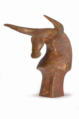 Gernot Rumpf, geb. 1941 Kaiserslautern, Bronzeskulptur, Stier, signiert, ca. 11 cm