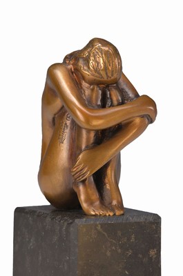 Bruno Bruni, geb. 1935 Gradara, Bronzeskulptur, Mignon, num. 83/480, num. und signiert, auf Steinsockel, H. 8/15 cm