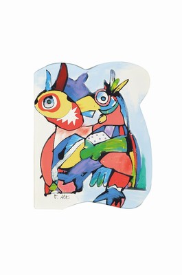 Otmar Alt, geb. 1940, Unikat, Mischtechnik/Collage, zwei Vögel, signiert, mit Künstlerrahmen, 46 x 40 cm, Sonderanfertigung für ein deutsches ...