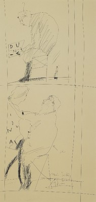 Horst Janssen, 1929-1995, Kugelschreiberzeichnung, "Mein Liebling Adieu", unsigniert, ca. 53.5 x 26 PP Ausschnitt, Rahmen: 71 x 51 cm