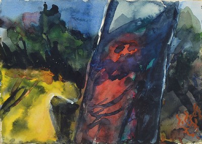 Klaus Fussmann, geb. 1938 Velbert, Aquarell, Landschaft, signiert und dat. 83 ca. 29 x 41 cm, unter Glas, Rahmen: 54 x 67cm