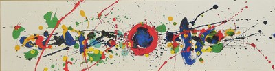 Sam Francis, 1923-1994, Offsetlithographie, verso drucksigniert, Blattgr. 77 x 21 cm/93 x 38 cm, Rahmen PP.
