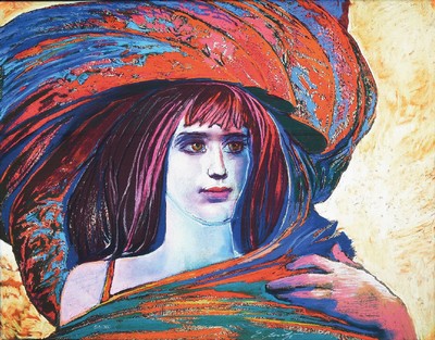 Ernst Fuchs, 1930-2015, Mädchen mit großem Hut, Glicee/Lwd, signiert 108/300, handsigniert, ca. 52x67cm / 64 x 79 cm, Galerierahmung
