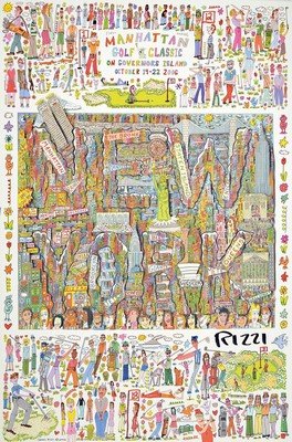 James Rizzi, 1950-2011, Plakat zu einem Golfturnier, Manhatten, Golf Classic on Governors Island, October 19-22 2006, handsigniert und drucksigniert, ...
