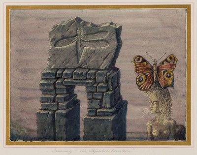 Otfried H. Culmann, geb. 1949, Dämmerung- die alljährliche Besucherin, Gouache/Aquarellmalerei mit Bleistift- Schraffierungen, links unten sign. ...
