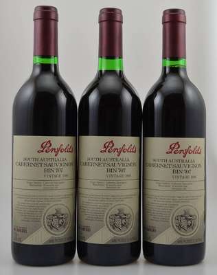 3 Flaschen 1996 Penfolds Bin 707 Cabernet Sauvignon, je ca. 75 cl, 13,5 % Vol., Füllstände: je ca. into neck, hervorragende Erhaltungszustände, ...