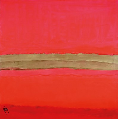 Gaston Galé, zeitgenössischer belgischer Künstler, Abstrakte Komposition in Rot, Öl/Lwd, links unten signiert, ca. 80x80cm