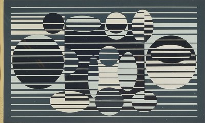 Victor Vasarely, 1906-1997, Farbserigraphie, num. 288/300, handsigniert, 62.5 x 38 cm PP, unter Glas, Rahmen ca. 81.5 x 56.5 cm