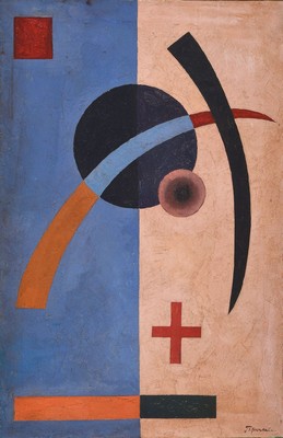 Künstler der russischen Avantgarde, abstrakte Komposition, unleserlich signiert ca. 78 x 52 cm, Rahmen 86 x 60 cm
