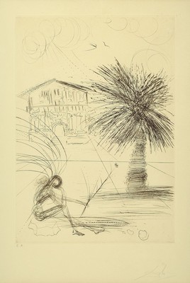 Salvador Dali, 1904-1989, Mission Dolores, Radierung aus der Folge: San Francisco, handsigniert, bez.: E.A., Plattengröße ca. 52x36.5cm, PP, u.Gl., ...
