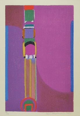 Max Ackermann, 1887 Berlin - 1975 Unterlengenhardt, 2 abstr. geom. Darstellungen, E.A. dat. 73, 37,5x33 cm/ PP 60X45 cm, 59/150, dat. 1973, 53x37 cm, ...