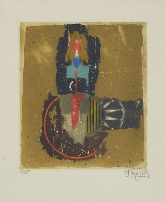 Johnny Friedländer, Pleß/Oberschlesien 1912 - Paris 1992, Maler und Graphiker, hier fünf Aquatintaradierungen, ein großes Blatt ca. 75 x 56 cm ...