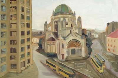Michael Bach, geb. 1953 Sehma/Erzgebirge, Studium an der Akademie Düsseldorf, Meisterschüler von Gerhard Richter, hier: Kirche in Belgien, ...