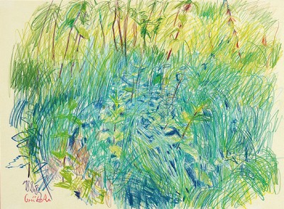 Johannes Grützke, 1937-2017, Wiese, Pastell auf Papier, links unten signiert und datiert 18.08.83, ca. 30x40cm, PP, u.Gl., R. 55x67cm