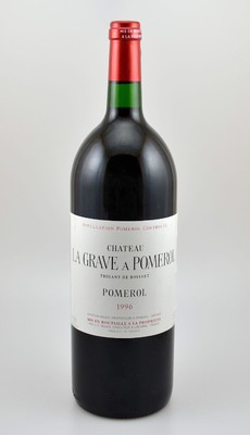 1 Magnumflasche 1996 Chateau La Grave a Pomerol, Pomerol, ca. 150 cl, 13 % Vol., Füllstand: into neck, guter Erhaltungszustand, unverkostet