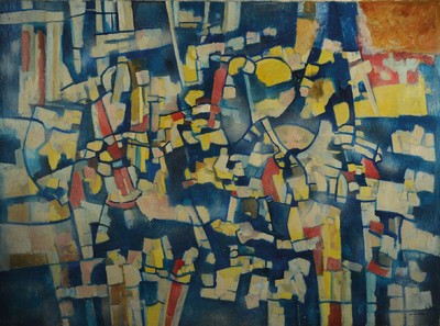 Yves Jouannaud, 1924-1995, "Die Straße", Öl/Lwd, signiert, ca. 99 x 130cm, leicht beschädigt, kleine Leiste