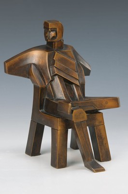 Malcom Woodward, geb. 1943, Bronzeskulptur, 5/9, am Boden mit Gießerstempel: Morris Singer London, patiniert, "Sitzender", signiert, an ...