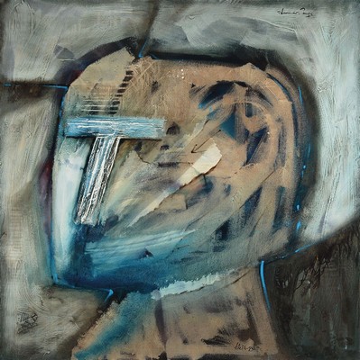 Klaus Heinrich Keller, 1938 Godramstein- 2018, Mitglied der Künstlervereinigung Pfälzische Sezession, hier: Der stumme Zeuge, Acryl/Lwd., rechts ...
