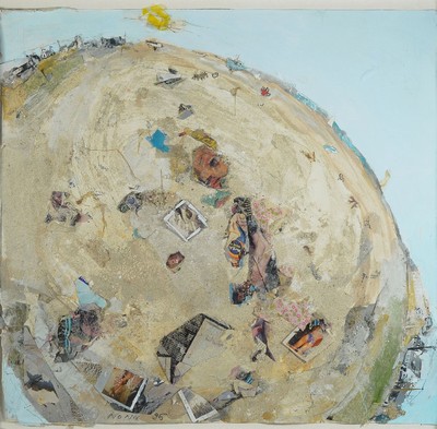 Norbert Nüssle, 1932-2012, La plage ronde de Cette, annee 1995, Mischtechnik und Collage/Karton, links unten signiert und datiert (19)95), Wvz: ...