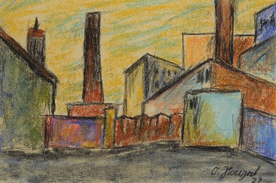 Otto Nagel, 1894-1967, Industrielandschaft, Pastell und Buntstift auf Papier, rechts unten signiert und datiert 29, rückseitig zweiStempel: ...
