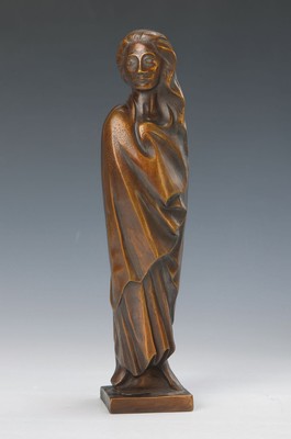 Ernst Barlach, 1870-1938, Frau im Wind, Bronzeguß, Ed. ars mundi, num. 45/980, mit Zertifikat, H. ca. 31.5cm