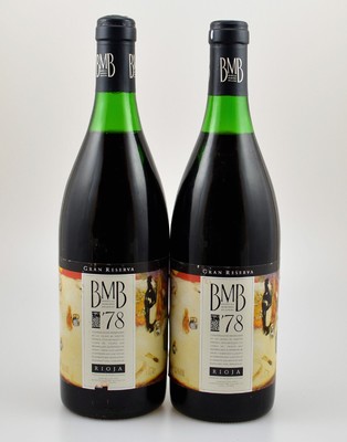2 Flaschen 1978 Bodegas Martinez Bujanda, Gran Reserva Rioja, je ca. 75 cl, 13 % Vol.,Abstand zwischen Kapsel und Wein: ca. 2,5 cm, Etiketten min. ...