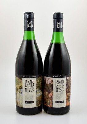 2 Flaschen Bodegas Martinez Bujanda Rioja Gran Reserva, Jahrgänge: 1968 & 1973, je ca. 75 cl, 13 % Vol., Abstand zwischen Kapsel und Wein: ca. 2-3 ...