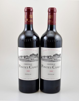 2 Flaschen 2010 Chateau Pontet-Canet, Pauillac, Grand Cru Classe, je 75 cl, 14,5 % Vol., Füllstände: into neck, hervorragende Erhaltungszustände, ...