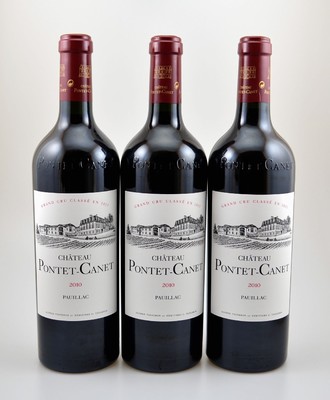 3 Flaschen 2010 Chateau Pontet-Canet, Pauillac, Grand Cru Classe, je 75 cl, 14,5 % Vol., Füllstände: into neck, hervorragende Erhaltungszustände, ...