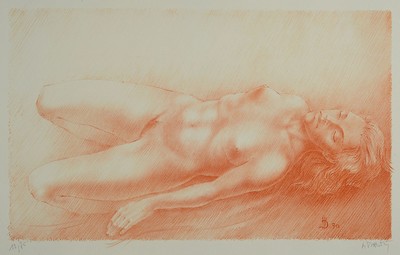 Marc Dautry, 1930-2008, Aktdarstellung, Farblithografie, sign., num. 12/75, Motiv ca. 38x56, gesamt ca. 50x70, PP