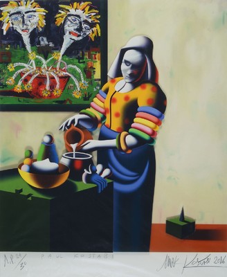 Mark Kostabi und Paul Kostabi, The Transformation, dreidimensionaler Farbsiebdruck von 2016, von beiden handsigniert, num. A.P. 24/30, Blattgr. ca. ...
