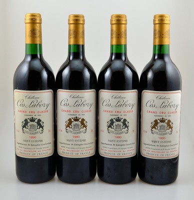 4 Flaschen 1990 Chateau Cos Labory, Saint-Estephe, je 75 cl, 13 % Vol., Füllstände: je ca. into neck, unverkostet, Provenienz: Aus einer privaten ...