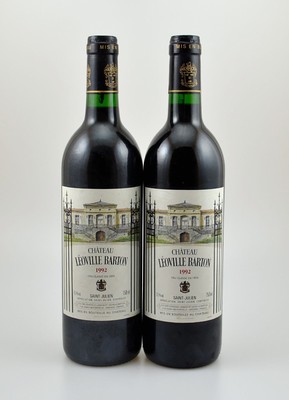 2 Flaschen 1992 Chateau Leoville Barton, Saint-Julien, je 75 cl, 12,5 % Vol., Füllstände: je into neck, sehr gute Erhaltungszustände, unverkostet, ...