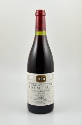 1 Flasche 1985 Les Caillerets Volnay 1er Cru, La Pousse D'OR, "Clos des 60 Ouvrees", ca. 75 cl, 12,8 % Vol., Abstand zwischen Kapsel ...