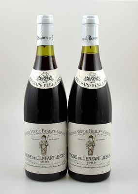 2 Flaschen 1985 Bouchard Pere & Fils Vigne de L'Enfant Jesus, Beaune Premier Grand Cru, je ca. 75 cl, Abstand zwischen Kapsel und Wein: ca. ...