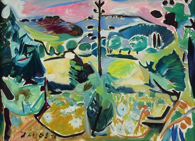 Herbert Zangs, 1924-2003, Motiv aus dem Süden, Öl/Lwd, links unten signiert und dat. 58, ca. 46x62cm/51x68cm, R.