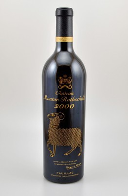 1 Flasche 2000er Chateau Mouton Rothschild, Pauillac, Premier Grand Cru Classe, 75 cl, 12,5 % Vol., Füllstand: ca. high fill, hervorragender ...