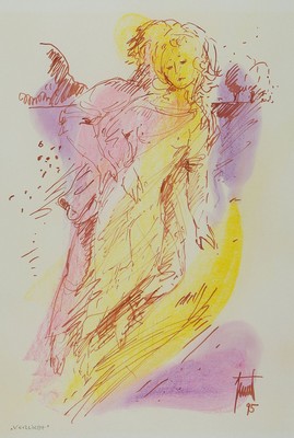 Georg Günter Zeuner, 1923 Dresden-2011 Speyer, "Verliebt", Filzstift und Gouache, signiert, betitelt, ca. 49x32cm, PP, u.Gl.,R. 73x49cm