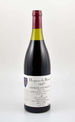 6 Flaschen 1995 Hospices de Beaune, Savigny-Les-Beaune, 1er Cru, je ca. 75 cl, 13 % Vol., Abstände zwischen Kapsel und Wein: 1,5-3 cm, gute ...