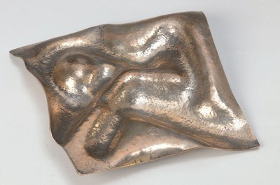 Heinz Brzoska, 1942 Kattowitz-2015, Abstraktes Relief, versilberte Metallplatte in Treibarbeit, ca. 20x20cm