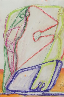 Markus Lüpertz, geb. 1941, ohne Titel, Aquarell und Ölkreide auf Papier, handsigniert, ca. 30.2 x 21.4 cm, unter Glas, Rahmen ca. 61.5 x 48 cm