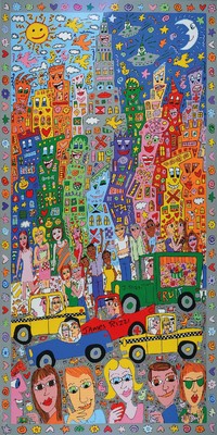 James Rizzi, 1950 - 2011, Siebdruck auf Folie, Fruit, handsigniert, ca. 113 x 58 cm, 114 x 59 cm, Rahmen
