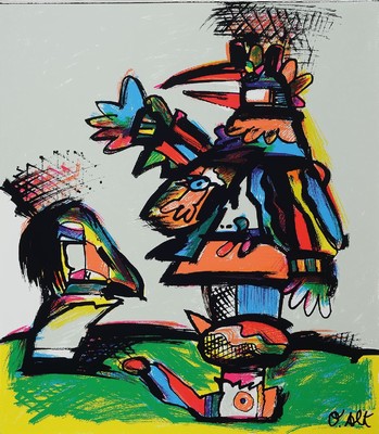 Otmar Alt, geb. 1940, Abstrakter Vogel, Offset-Litho, handsigniert, ca. 45 x 40 cm