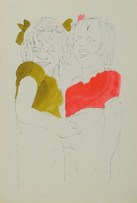 Andy Warhol, 1928-1987, Two Girls, Lithographie, aquarelliert, rückseitig mit zwei Stempel "The estate of Andy Warhol" und "Andy ...