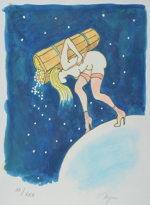 Tomi Ungerer, geb. 1931 in Straßburg, Lithographie, handsigniert, num. XII/XXX, Prägestempel stamperia Berardinelli Verona Italia, ca. 69.5 x 50 cm