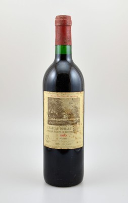 1 Flasche 1983 Chateau Duhart-Milion Domaines Barons de Rothschild, Pauillac, Grand Cru Classe, ca. 75 cl, Füllstand: ca. into neck, Etikett ...