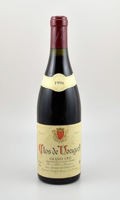 1 Flasche 1996 Alain Hudelot-Noellat Clos de Vougeot Grand Cru, ca. 75 cl, 13,5 % Vol., Abstand zwischen Kapsel und Wein: ca. 1 cm, unverkostet