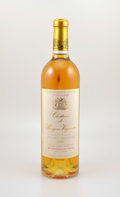 1 Flasche 2001 Chateau de Rayne Vigneau, Sauternes, ca. 75 cl, 13,5 % Vol., Füllstand: ca. into neck, unverkostet